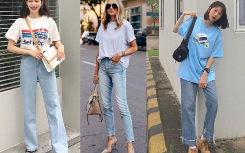 Áo phông form rộng mix quần jeans